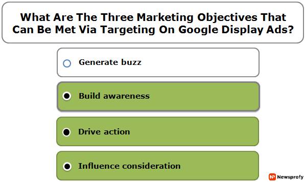 what are the three marketing objectives that can be met via targeting on google display ads?